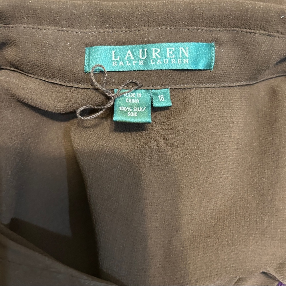 Ralph Lauren Brown 100% Silk Ruffle Edge Scarf & Blouse - Picture 10 of 10